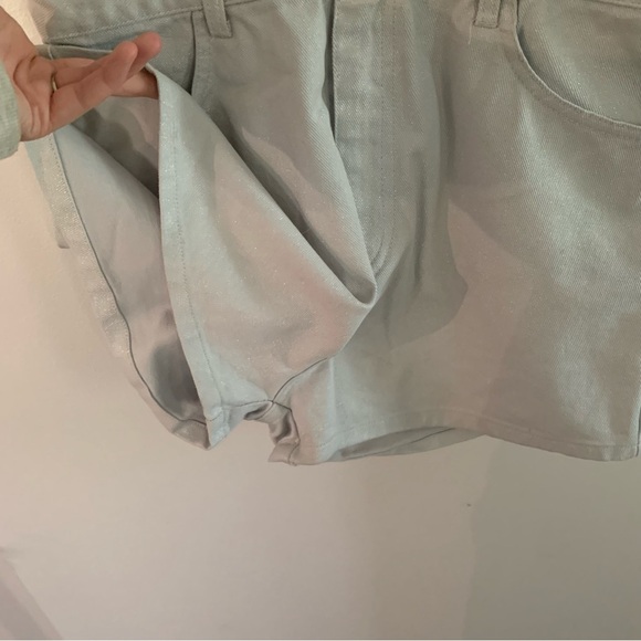 Zara Shimmery Metallic Gray Denim Jumpsuit Romper Size Medium - Picture 9 of 14